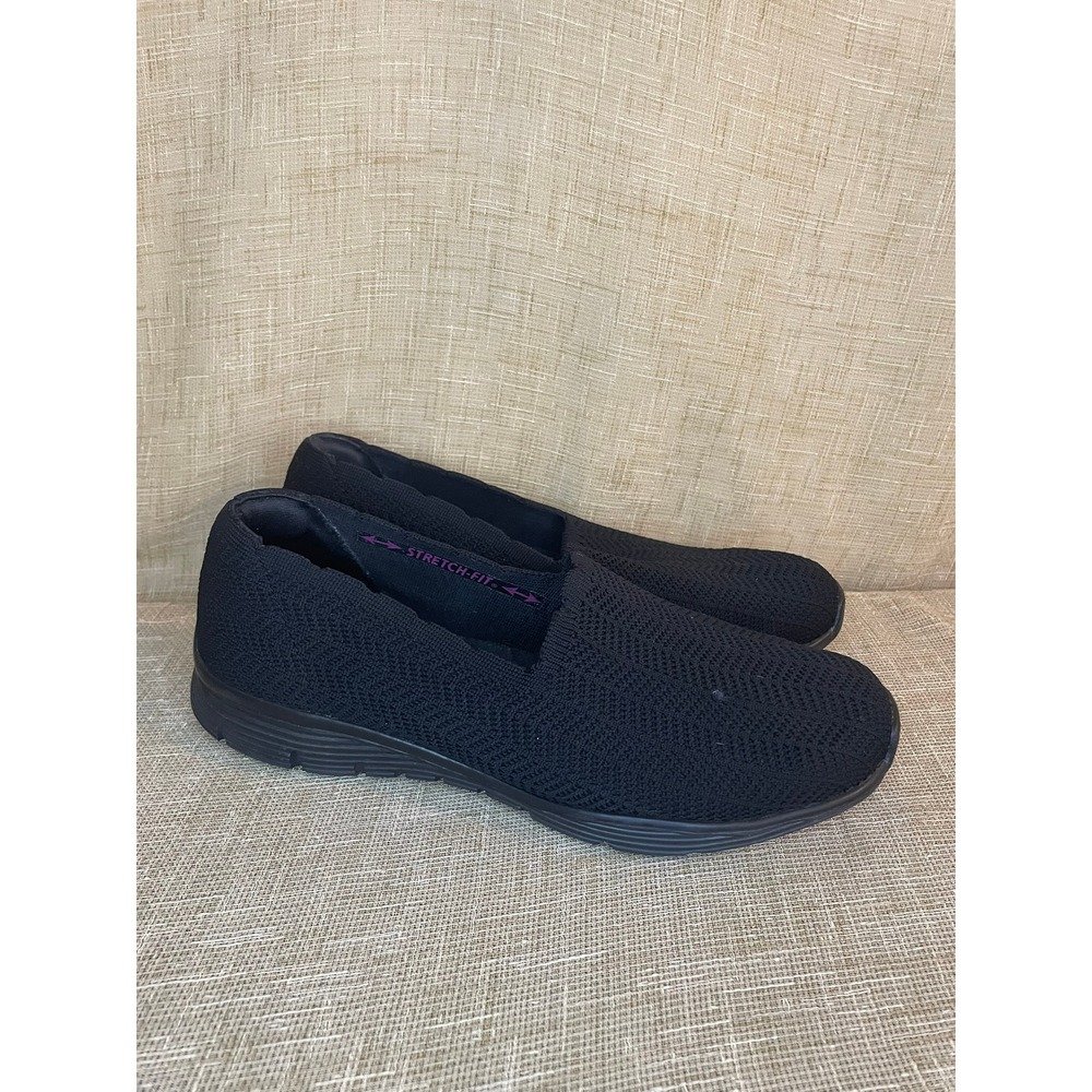 Skechers GO Walk Joy Stretch Fit Black Knit Slip On Walking Shoes Women's Size 9